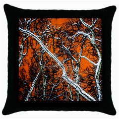 Red Night Of Winter Throw Pillow Case (black) by FunnyCow