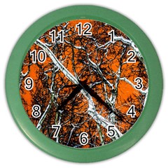 Red Night Of Winter Color Wall Clock by FunnyCow