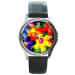 Toy Balloon Flowers Round Metal Watch Front