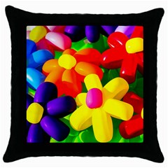 Toy Balloon Flowers Throw Pillow Case (black) by FunnyCow