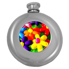 Toy Balloon Flowers Round Hip Flask (5 Oz) by FunnyCow