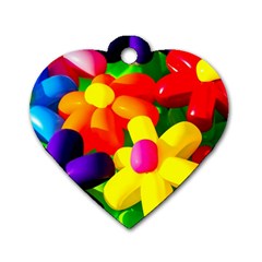 Toy Balloon Flowers Dog Tag Heart (two Sides) by FunnyCow