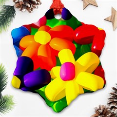 Toy Balloon Flowers Snowflake Ornament (two Sides) by FunnyCow