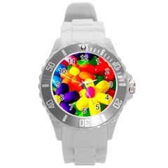 Toy Balloon Flowers Round Plastic Sport Watch (l) by FunnyCow