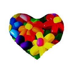 Toy Balloon Flowers Standard 16  Premium Heart Shape Cushions by FunnyCow