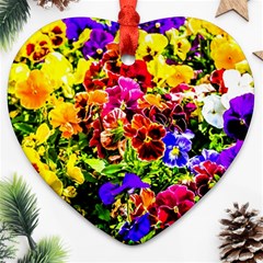 Viola Tricolor Flowers Ornament (heart) by FunnyCow