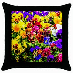 Viola Tricolor Flowers Throw Pillow Case (black) by FunnyCow