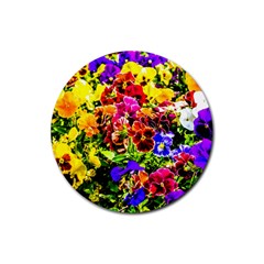 Viola Tricolor Flowers Rubber Round Coaster (4 Pack)  by FunnyCow