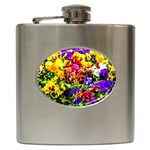 Viola Tricolor Flowers Hip Flask (6 oz) Front