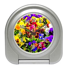 Viola Tricolor Flowers Travel Alarm Clock by FunnyCow