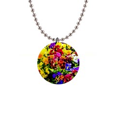 Viola Tricolor Flowers Button Necklaces by FunnyCow