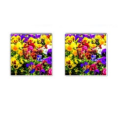 Viola Tricolor Flowers Cufflinks (square) by FunnyCow