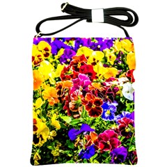 Viola Tricolor Flowers Shoulder Sling Bags by FunnyCow