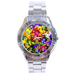 Viola Tricolor Flowers Stainless Steel Analogue Watch by FunnyCow