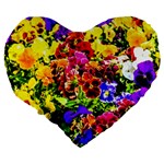 Viola Tricolor Flowers Large 19  Premium Heart Shape Cushions Back