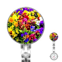 Viola Tricolor Flowers Stainless Steel Nurses Watch by FunnyCow