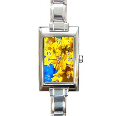 Yellow Maple Leaves Rectangle Italian Charm Watch by FunnyCow