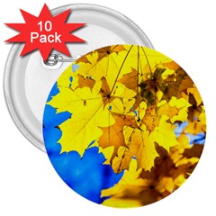 Yellow Maple Leaves 3  Buttons (10 Pack)  by FunnyCow