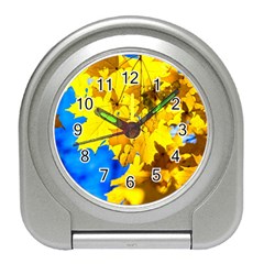 Yellow Maple Leaves Travel Alarm Clock by FunnyCow