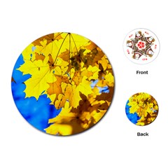 Yellow Maple Leaves Playing Cards (round)  by FunnyCow