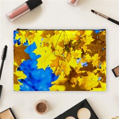 Yellow Maple Leaves Cosmetic Bag (large) by FunnyCow