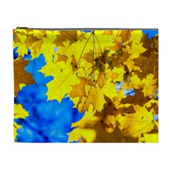 Yellow Maple Leaves Cosmetic Bag (xl) by FunnyCow