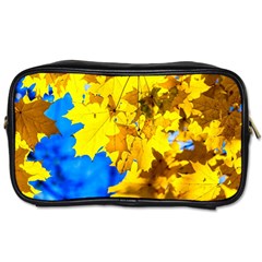 Yellow Maple Leaves Toiletries Bags by FunnyCow