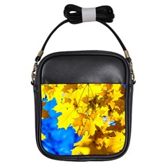 Yellow Maple Leaves Girls Sling Bags by FunnyCow