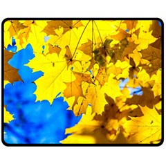 Yellow Maple Leaves Fleece Blanket (medium)  by FunnyCow