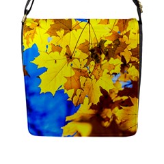 Yellow Maple Leaves Flap Messenger Bag (l)  by FunnyCow