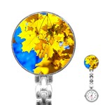 Yellow Maple Leaves Stainless Steel Nurses Watch Front