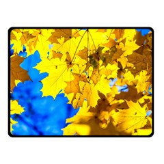 Yellow Maple Leaves Double Sided Fleece Blanket (small)  by FunnyCow