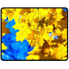 Yellow Maple Leaves Double Sided Fleece Blanket (medium)  by FunnyCow