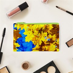 Yellow Maple Leaves Cosmetic Bag (xs) by FunnyCow