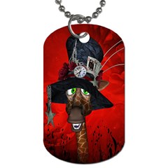 Funny, Cute Giraffe With Cool Hat Dog Tag (Two Sides)