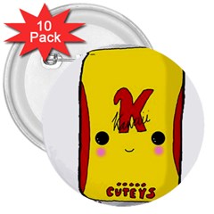 Kawaii Cute Tennants Lager Can 3  Buttons (10 Pack)  by CuteKawaii1982