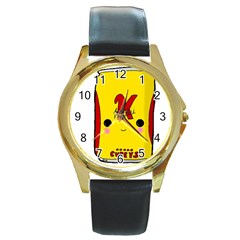 Kawaii Cute Tennants Lager Can Round Gold Metal Watch by CuteKawaii1982