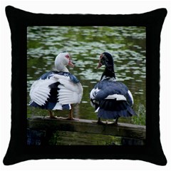 Muscovy Ducks At The Pond Throw Pillow Case (black) by IIPhotographyAndDesigns