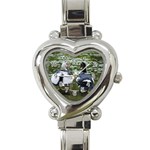 Muscovy Ducks at the Pond Heart Italian Charm Watch Front