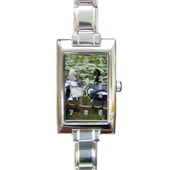 Muscovy Ducks At The Pond Rectangle Italian Charm Watch by IIPhotographyAndDesigns