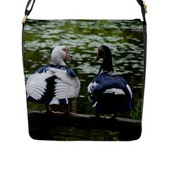 Muscovy Ducks At The Pond Flap Messenger Bag (l) 