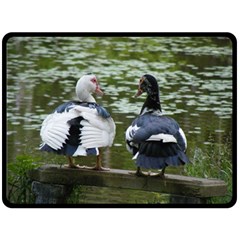 Muscovy Ducks At The Pond Double Sided Fleece Blanket (large)  by IIPhotographyAndDesigns