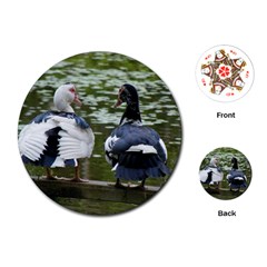 Muscovy Ducks At The Pond Playing Cards (round)  by IIPhotographyAndDesigns