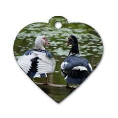 Muscovy Ducks At The Pond Dog Tag Heart (one Side) by IIPhotographyAndDesigns