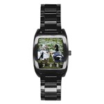 Muscovy Ducks at the Pond Stainless Steel Barrel Watch Front