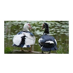 Muscovy Ducks At The Pond Satin Wrap by IIPhotographyAndDesigns