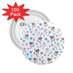 Unicorn, Pegasus And Hearts 2 25  Button (100 Pack) by IIPhotographyAndDesigns