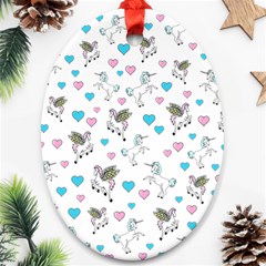 Unicorn, Pegasus And Hearts Ornament (oval) by IIPhotographyAndDesigns