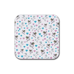 Unicorn, Pegasus And Hearts Rubber Coaster (square)  by IIPhotographyAndDesigns