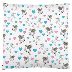 Unicorn, Pegasus And Hearts Large Cushion Case (two Sides) by IIPhotographyAndDesigns